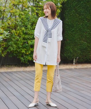 Tiaclasse 肩掛けボーダーフェイクカーデ オフホワイト