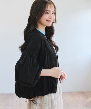 Tiaclasse 【洗える】バルーン袖ストレッチジャケット ブラック