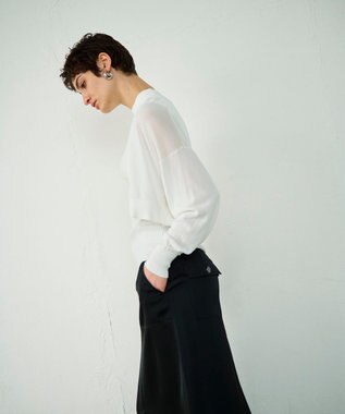 GRACE CONTINENTAL ショートドルマンニットカーディガン ホワイト