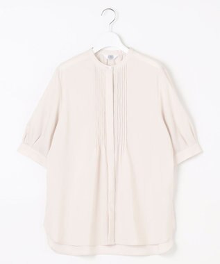 J.PRESS LADIES L 【WEB限定カラーあり・洗える】ラミーポプリン バンドカラー ブラウス ベージュ系