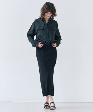 BEIGE， 【洗える】LAURA / Iラインリブスカート Black