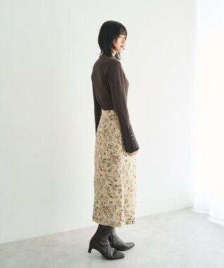 YECCA VECCA ジャガードナロースカート Beige