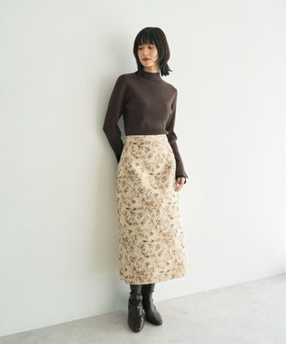 YECCA VECCA ジャガードナロースカート Beige