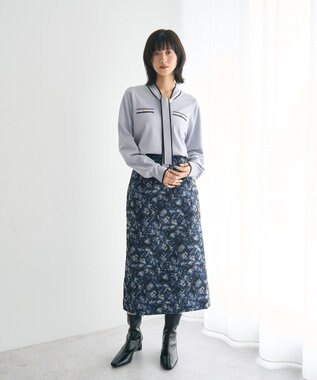 YECCA VECCA ジャガードナロースカート Navy