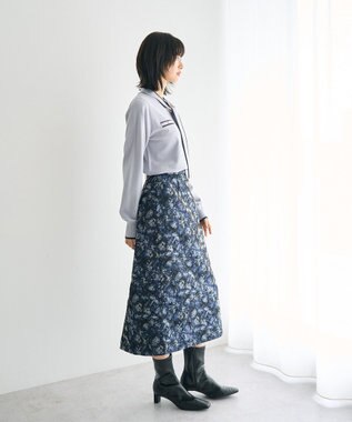 YECCA VECCA ジャガードナロースカート Navy