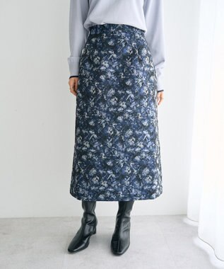 YECCA VECCA ジャガードナロースカート Navy