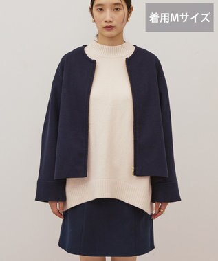 AMERICAN HOLIC 【選べる丈】中空FIBERノーカラーコート Navy