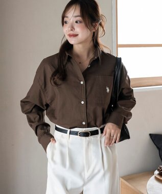WEGO 【25年秋新色登場★】U.S. POLO ASSN.別注ロングスリーブシャツ ブラウン