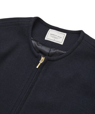 AMERICAN HOLIC 【選べる丈】中空FIBERノーカラーコート Navy