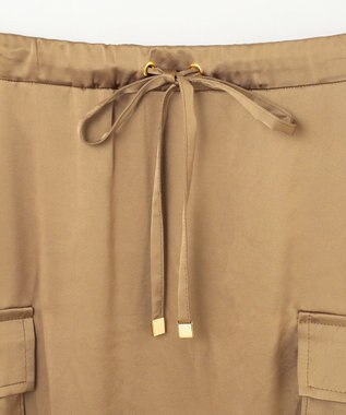 GRACE CONTINENTAL サテンミリタリーロングスカート カーキ