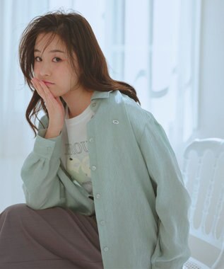 Feroux ナチュラルタッチ 楊柳 シャツ グリーン系