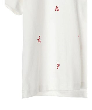 Green Parks ・Ｄｏｕｂｌｅ　Ｆｌａｇｓ　リボン刺繍ＴＥＥ Off White