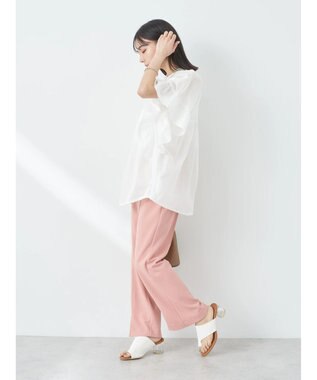 earth music&ecology カットツイルスリットセミフレアパンツ Pink