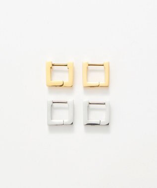 Phoebe 【金属アレルギー対応】ストレートスクエアフープピアス　ゴールド/サージカルステンレス ゴールド