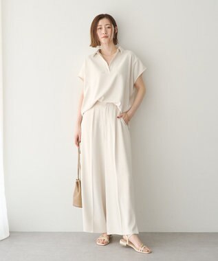 YECCA VECCA 【接触冷感】COOLスリットワイドパンツ Ivory