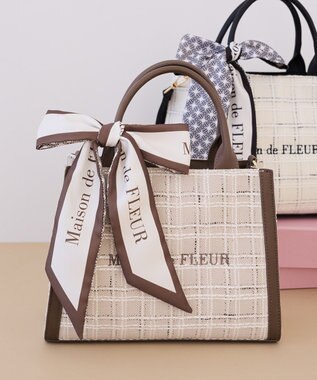 Maison de FLEUR スカーフ付きツイード2Wayバッグ Brown