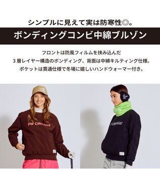 PW CIRCULUS 【3層レイヤー構造ボンディング×中綿キルティング】【WOMEN】中綿プルオーバー  ゴルフウェア レディース ダークブラウン系