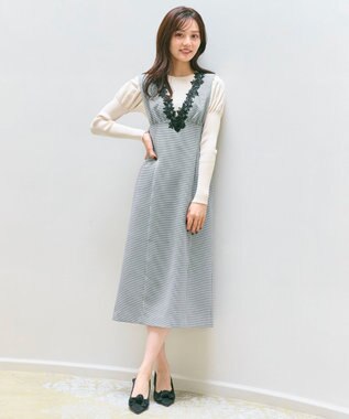 Feroux 美シルエットレース ジャンパースカート ホワイト系2