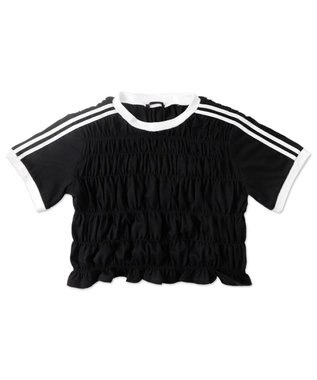 WEGO ラインデザインシャーリングトップス ブラック