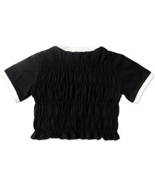 WEGO ラインデザインシャーリングトップス ブラック