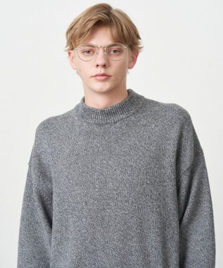 ATON WOOL MOULINE | モックネックセーター - UNISEX LIGHT GRAY