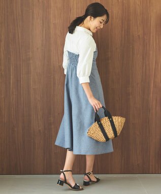 Feroux 【洗える】シャツドッキング ワンピース ネイビー系