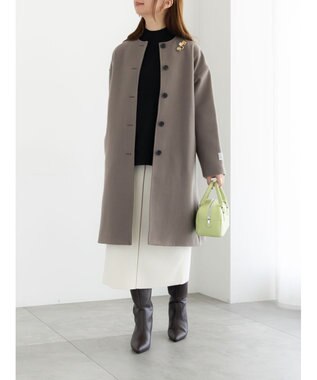 Te chichi ウールメルトンノーカラーロングコート《2025winter catalog item》 モカ