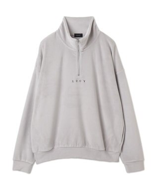 WEGO 【ユニセックス着用ITEM】マイクロシャギーワンポイントハーフZIPプルオーバー ライトグレー