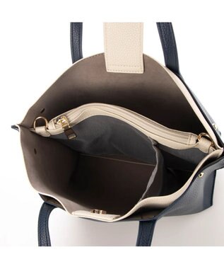 UNBILLION カシュカシュ cachechche / セパレートカラーパーテーショントート ネイビーアイボリー