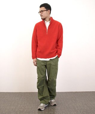 J.PRESS YORK STREET 【UNISEX】:ウールカシミヤ ハーフジップニット レッド系