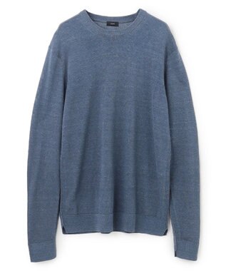 JOSEPH HOMME リネンナイロンプレーン　クルーネックニット ダルブルー系