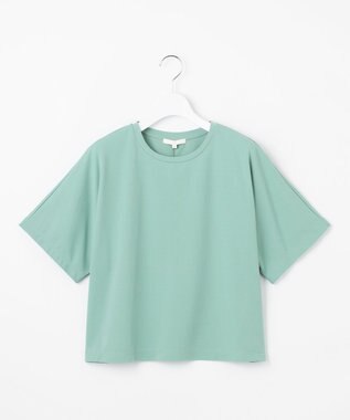自由区 S 【接触冷感・UVカット・吸水速乾・抗菌防臭・洗える】ハイカウントクロップド丈 Tシャツ フロスティグリーン