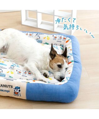 PET PARADISE スヌーピー クール 四角カドラー 《サマーバケーション柄》 Ｌ ホワイト×ブルー