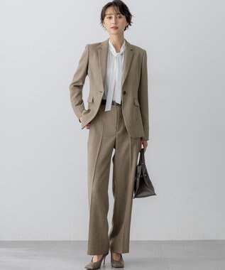 23区 【洗える/セットアップ対応】ウールライクカルゼ ワイド パンツ ブラウン系