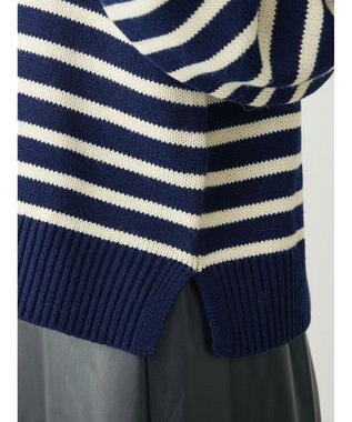 Green Parks キーネックボーダープルオーバー Navy