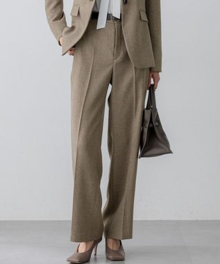 23区 【洗える/セットアップ対応】ウールライクカルゼ ワイド パンツ ブラウン系