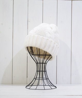 石田製帽 〈新色追加！〉カシミヤニット アラン編みワッチN ニット帽 オフ