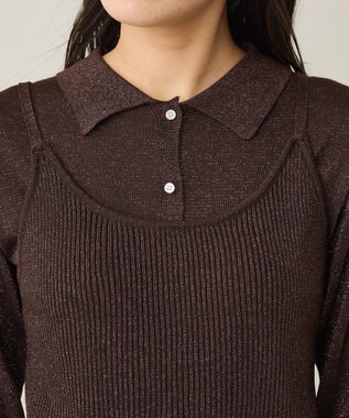 CRAFT STANDARD BOUTIQUE ポロ衿アンサンブルニット Brown