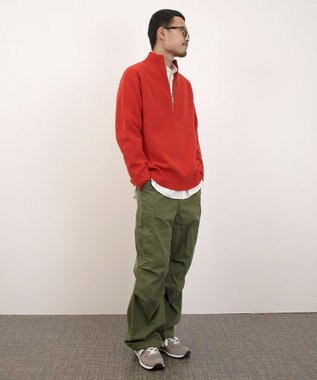 J.PRESS YORK STREET 【UNISEX】:ウールカシミヤ ハーフジップニット レッド系
