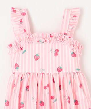 ANY KIDS ストライプ×フルーツ ワンピース 水着 ピンク系