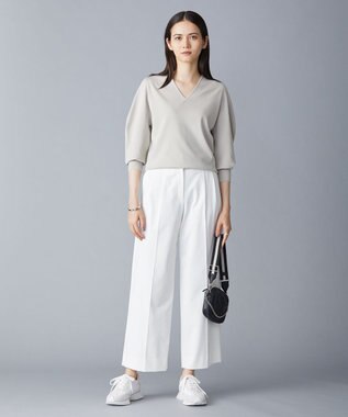 ICB 【洗える】T/Rドライギャバ  ワイドストレートパンツ アイボリー系