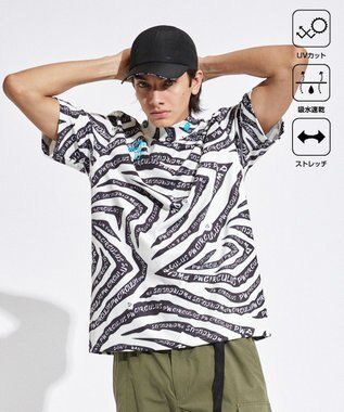 PW CIRCULUS 【UVカット / 吸水速乾 / 伸縮性抜群】【MEN】ゼブラ柄モック T ブラック系5