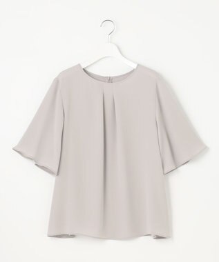 自由区 【XSサイズ～/洗える/セット可】ダブルクロス ブラウス ライトグレー系