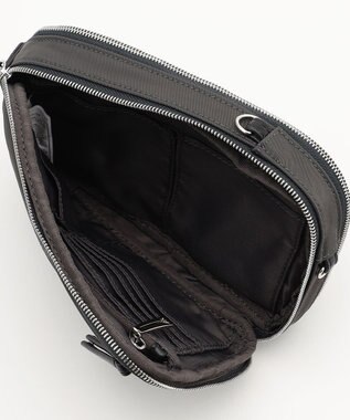 Y'SACCS ナイロン×リサイクルレザー　コンビマルチポシェット グレー