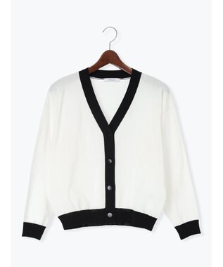 Te chichi 14G綿ポリVネックカーディガン オフホワイト