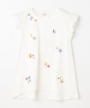組曲 KIDS 【150-160㎝】フラワーエンブロイダリー チュニック オフホワイト