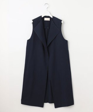 自由区 L 【洗える】テンセルリネンストレッチ ジレ ネイビー系