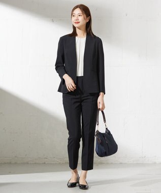 J.PRESS LADIES L 【セットアップ対応・洗える】DRYウーステッド テーパード パンツ ブラック系