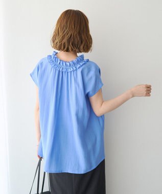 YECCA VECCA ギャザーリボンブラウス Blue