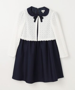 組曲 KIDS 【110-140㎝】レーシージャケット＆ワンピース セット ネイビー系